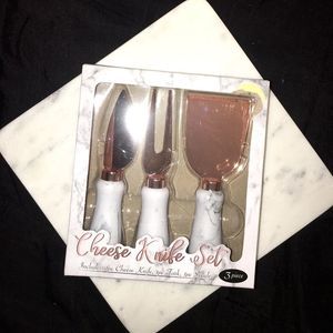 NWOT Mini Cheese Knife Set with Genuine Marble Chartuterie Board